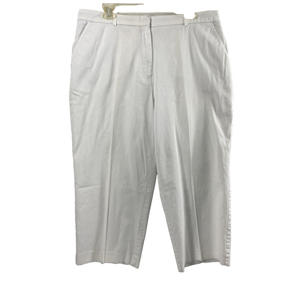 JM Collections Pants Womens Plus Size 16 White Capri Slacks Pockets‎ Casual - Picture 1 of 9